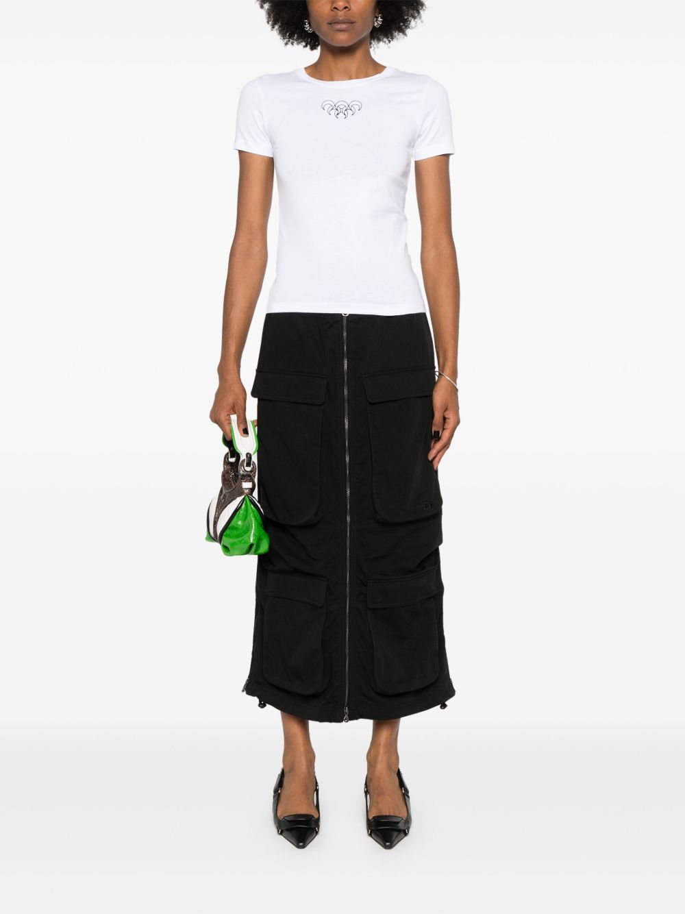 Marine Serre Crescent Moon-embroidery T-shirt