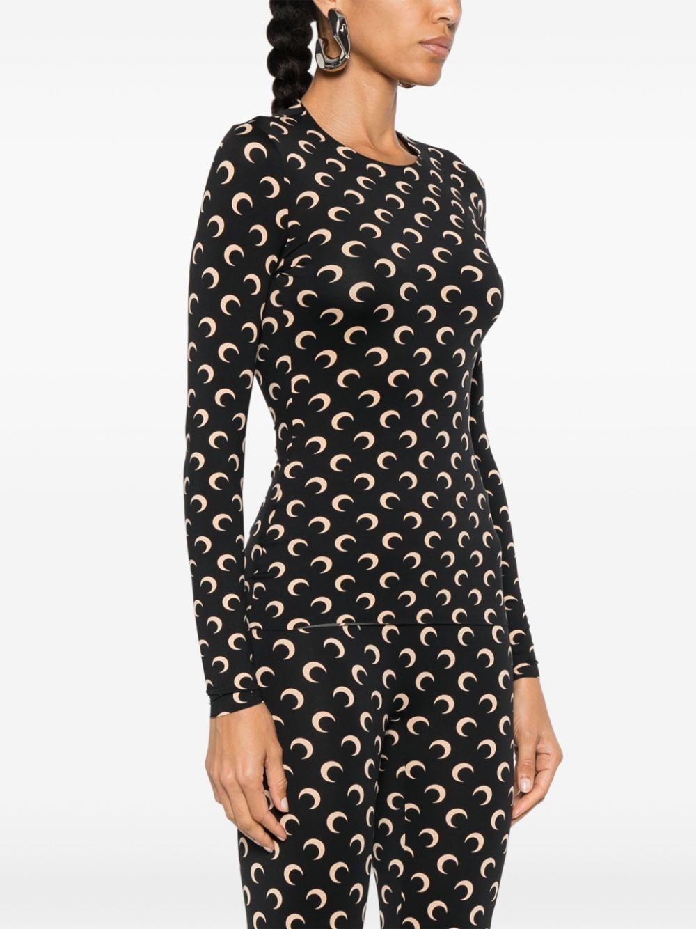 Marine Serre Recycled Moon Jersey SS Highneck Top