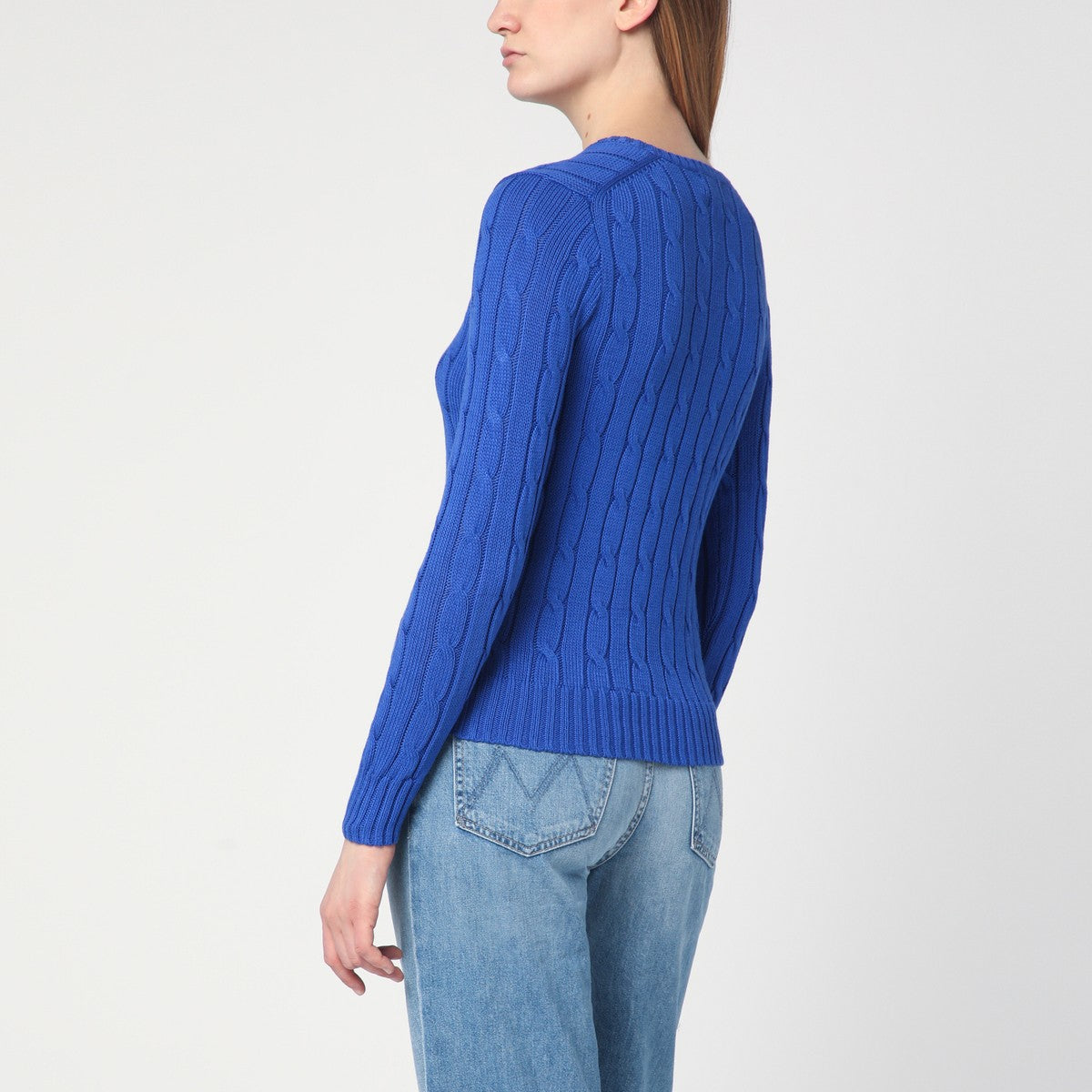 Polo Ralph Lauren Electric blue cotton cable-knit jumper