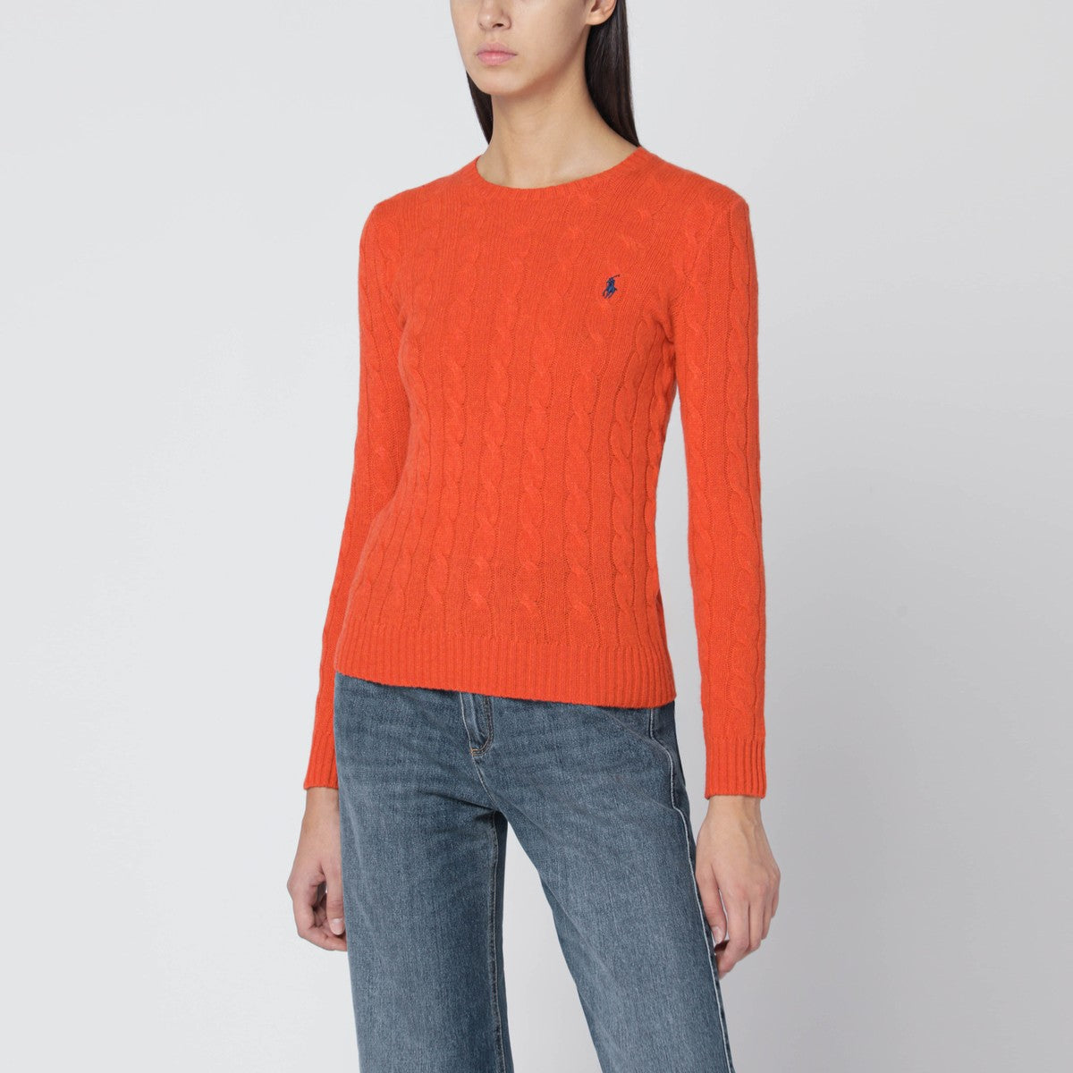 Polo Ralph Lauren Orange cable-knit sweater in wool and cashmere
