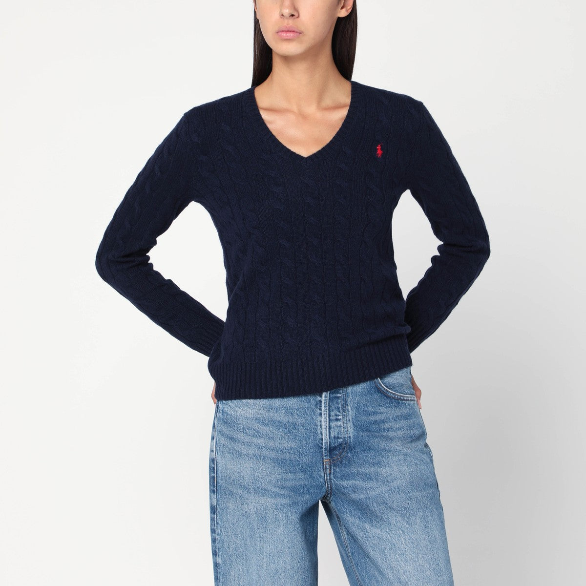 Polo Ralph Lauren Blue cable-knit sweater in wool and cashmere