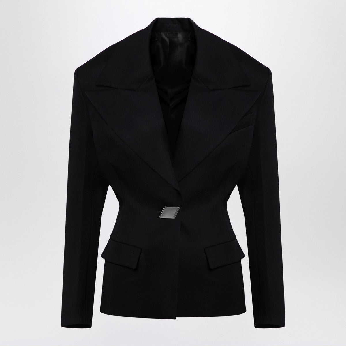 The Attico Black wool single-breasted jacket with epaulettes