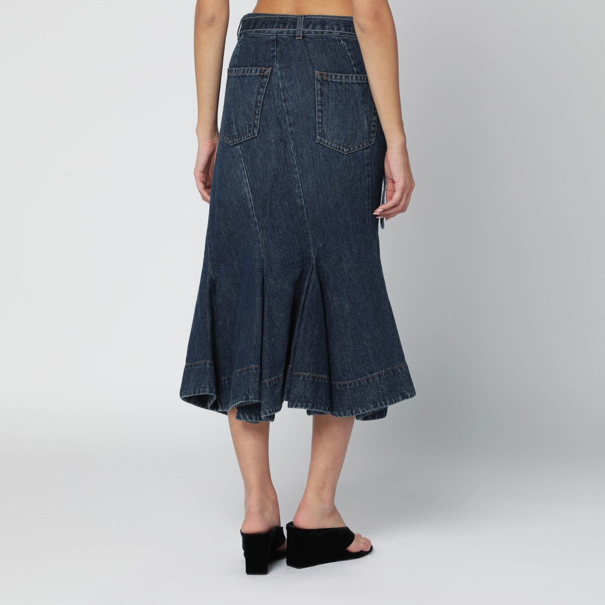 Sacai Asymmetric blue denim skirt