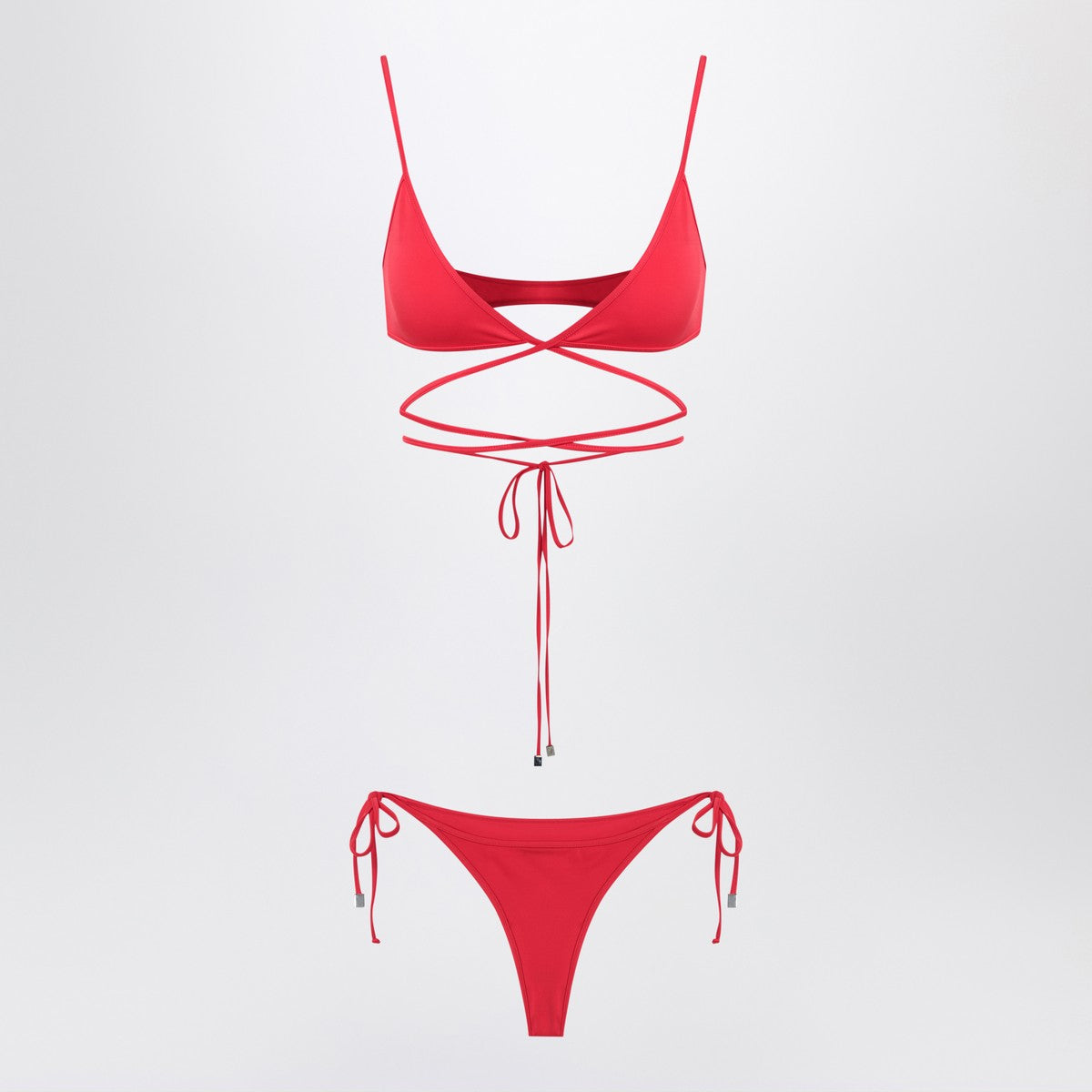The Attico Two-piece triangle bikini in red