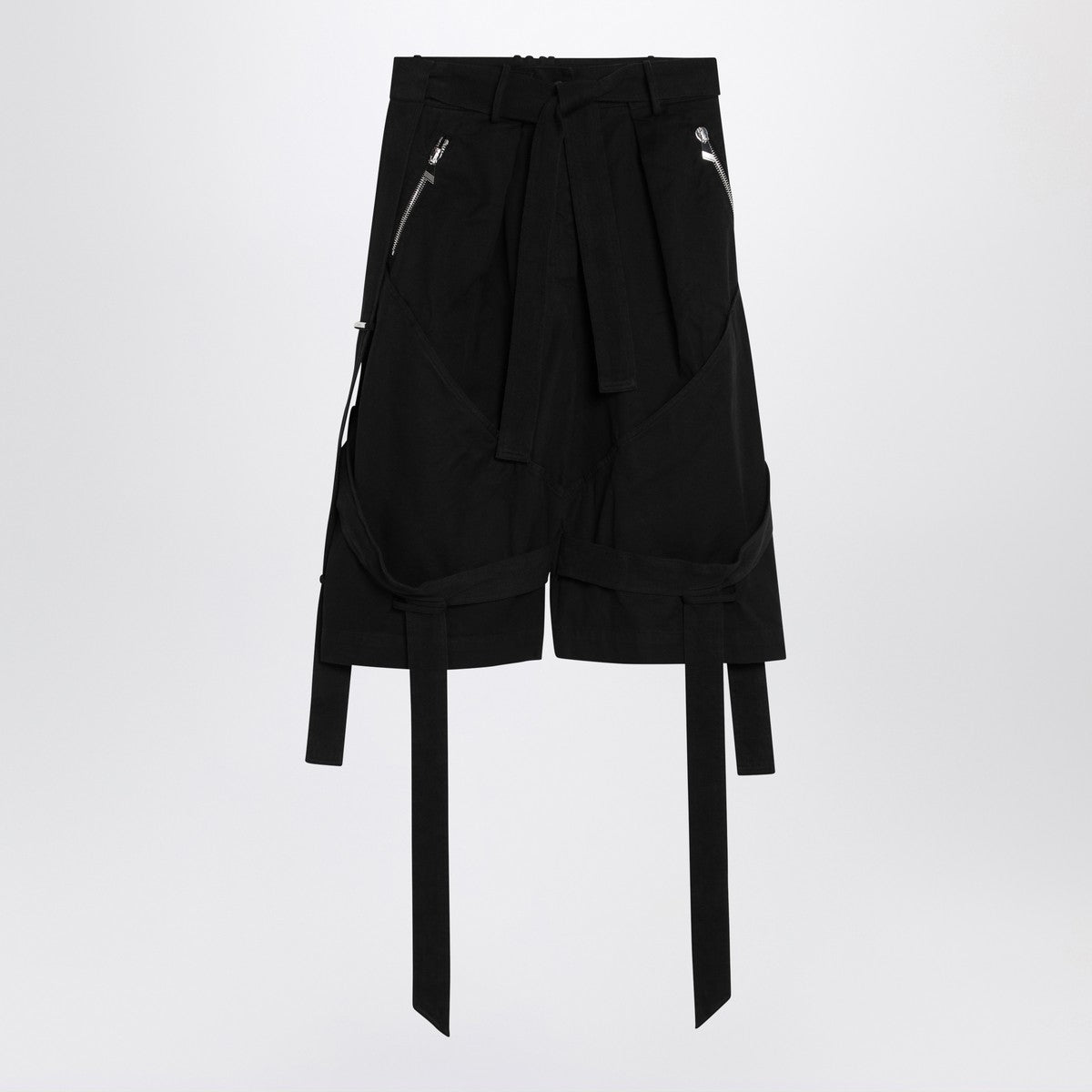 The Attico Wide black cotton Bermuda shorts