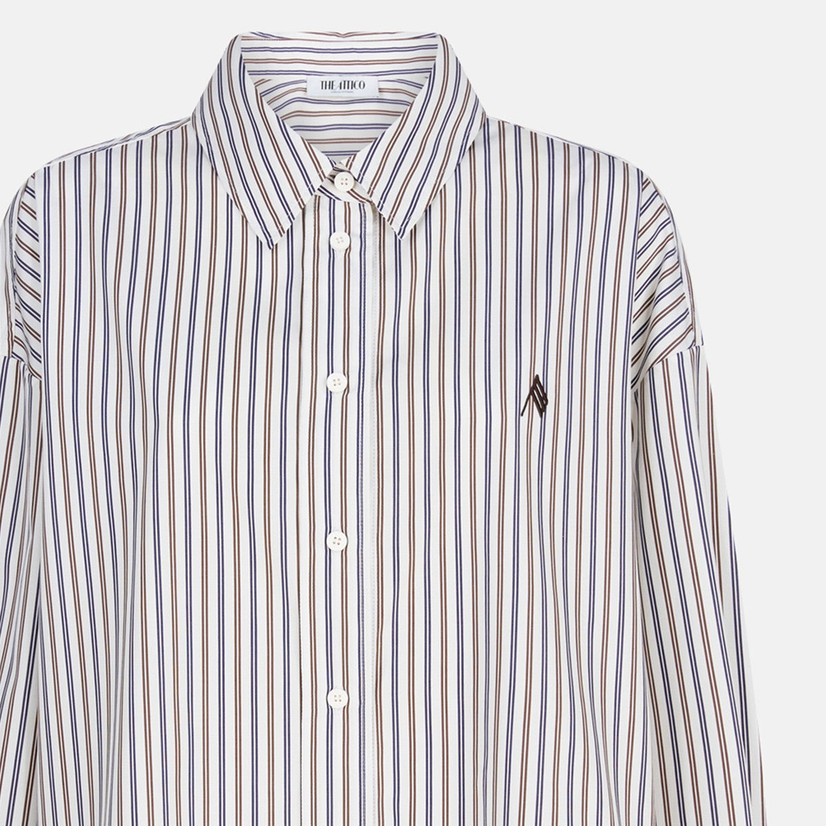 The Attico White Diana striped shirt