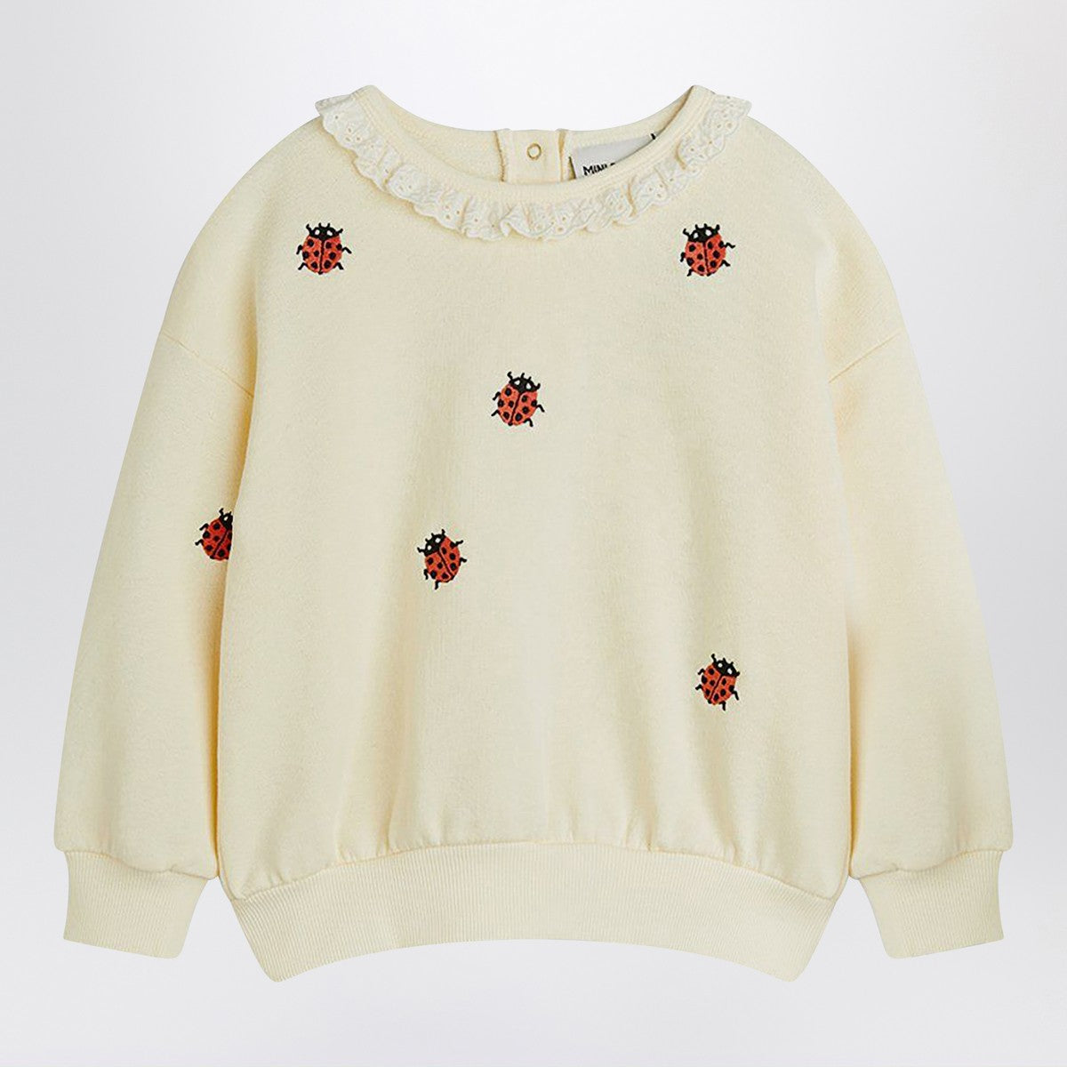 Mini Rodini Ivory sweatshirt with embroidered ladybugs