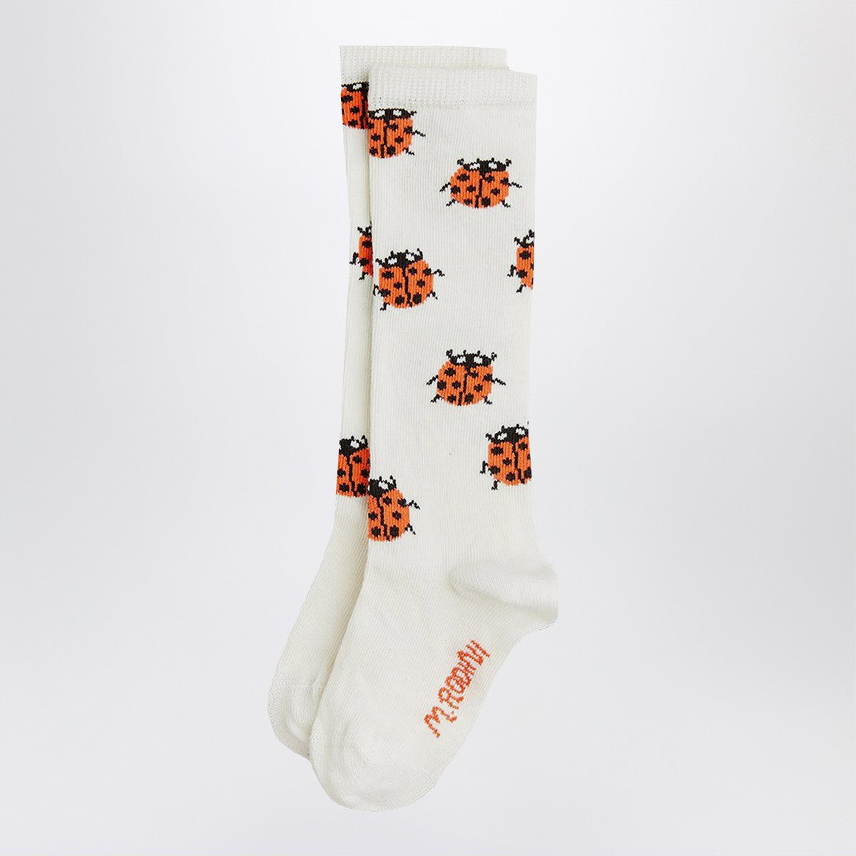 Mini Rodini High white socks with ladybugs