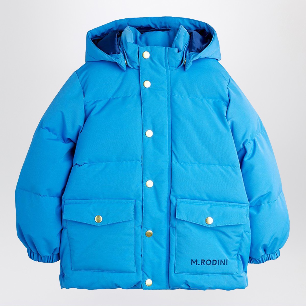 Mini Rodini Blue solid heavy puffer jacket