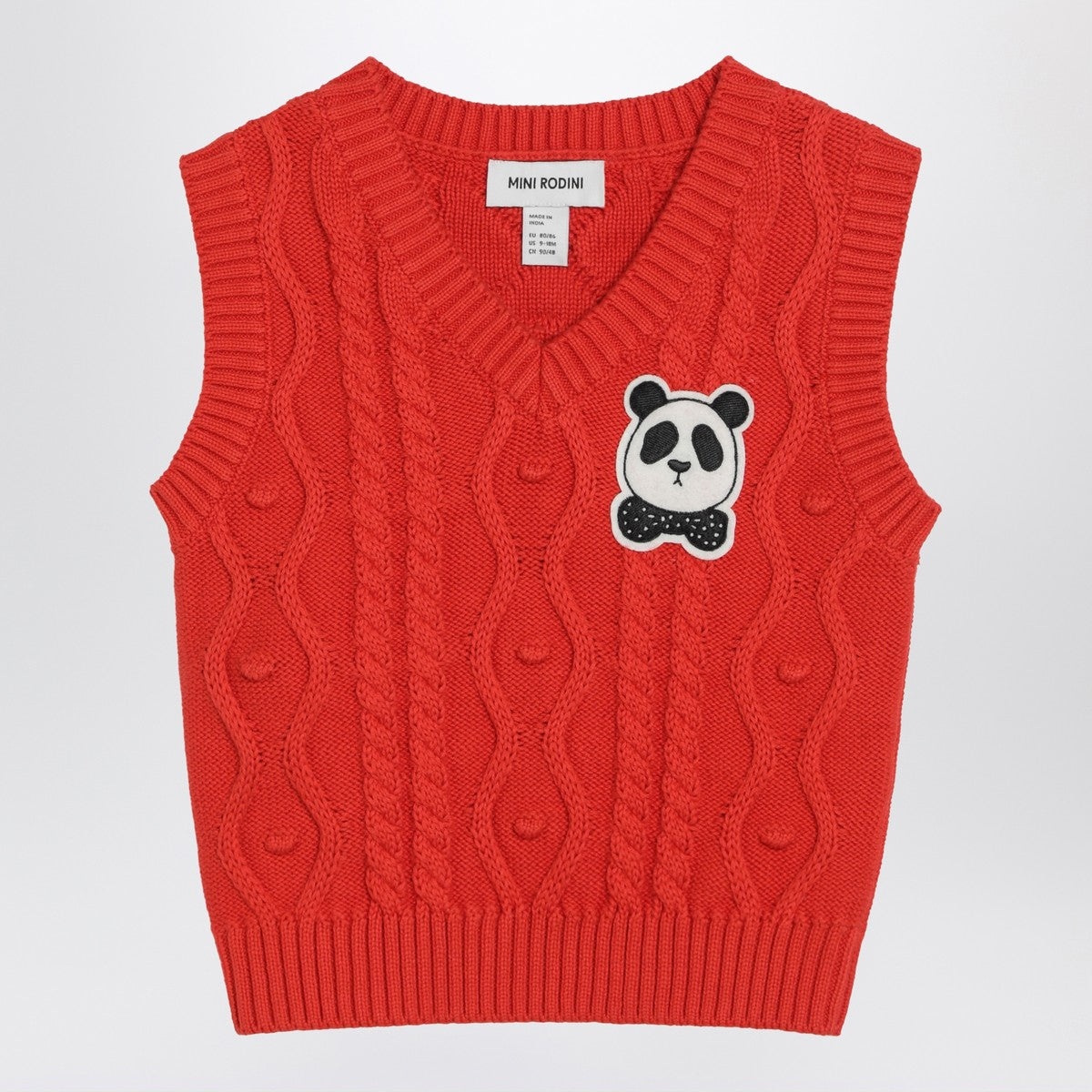 Mini Rodini Red Panda cable knit slipover