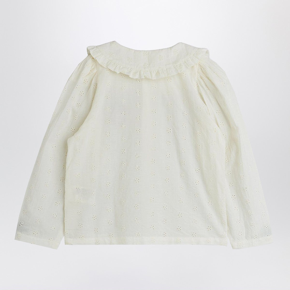 Mini Rodini White Schiffli blouse with embroidered strawberry