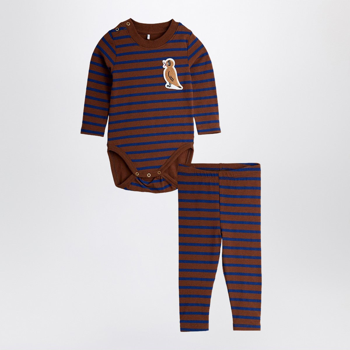 Mini Rodini Stripe bird patch baby set