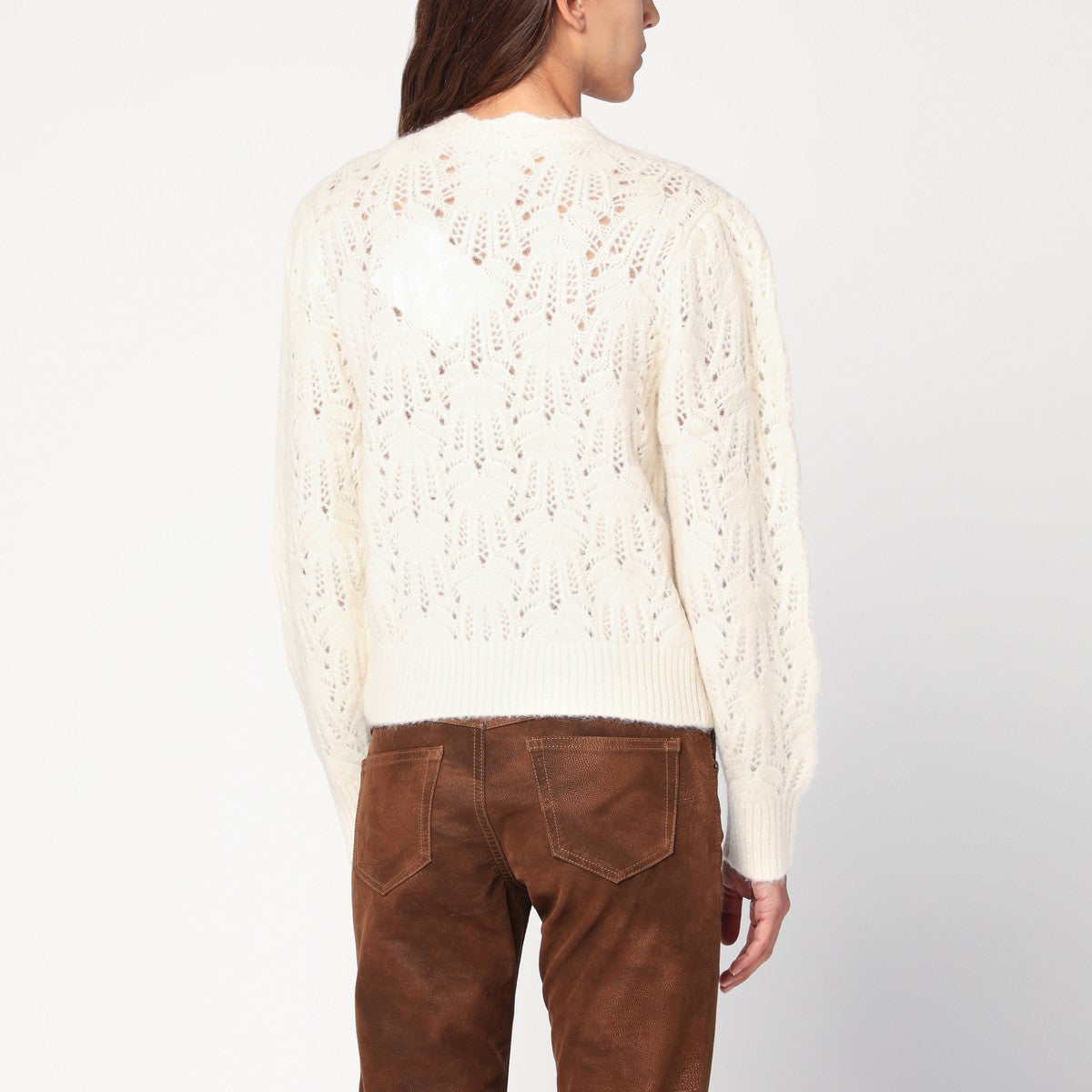 ISABEL MARANT Étoile Openwork écru alpaca-blend cardigan