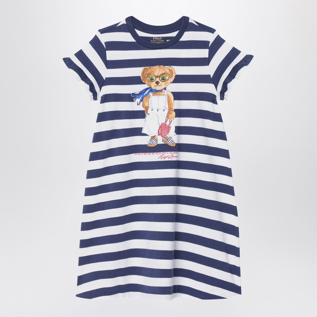 Polo Ralph Lauren Polo Bear striped dress navy blue/white