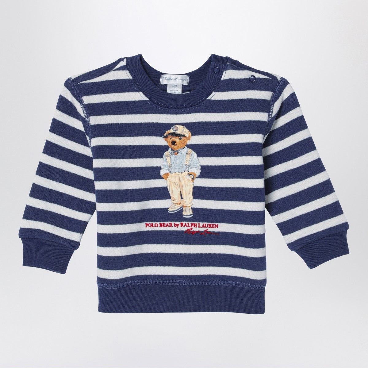 Polo Ralph Lauren White/navy blue striped sweatshirt with print