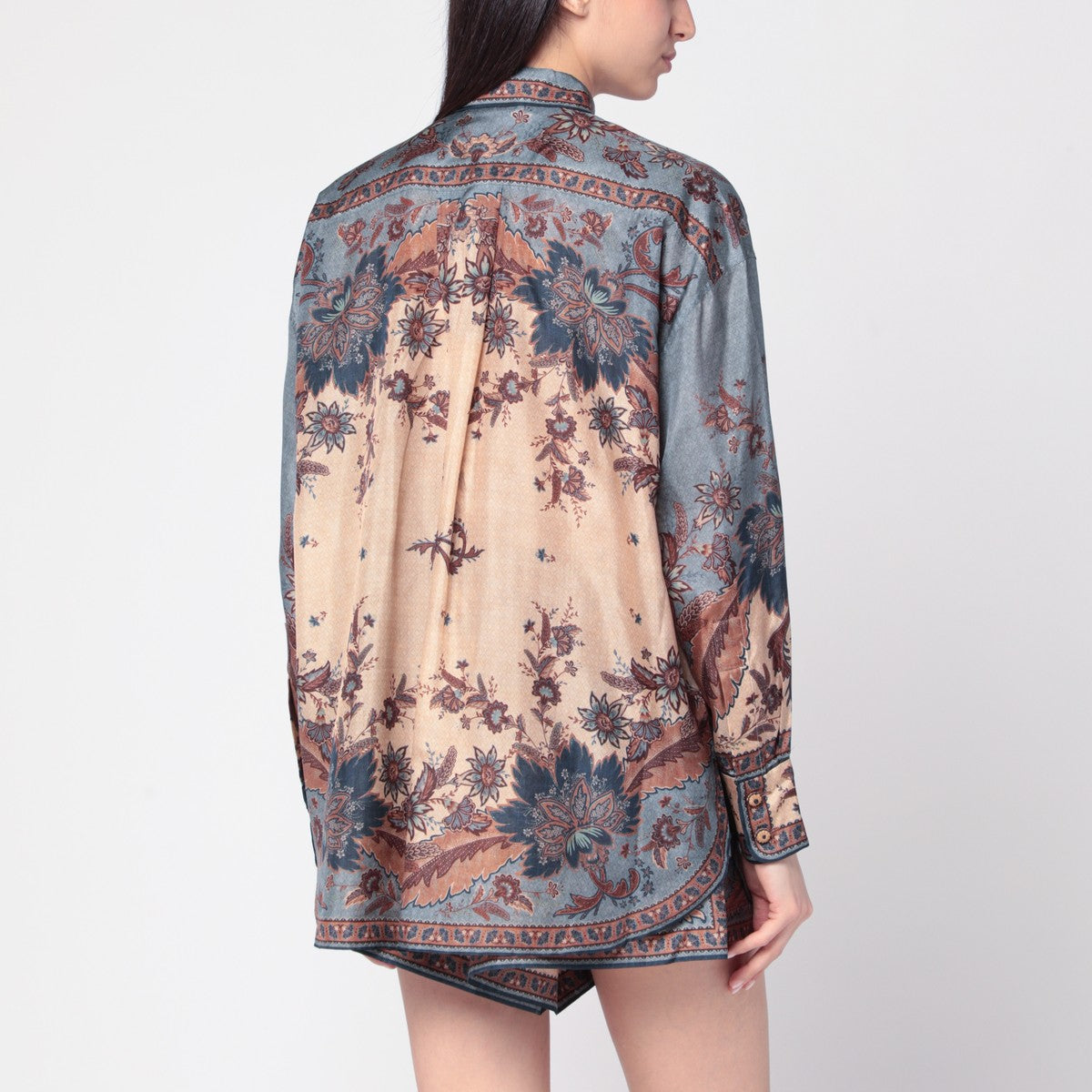 ZIMMERMANN Blue/cream Ascension shirt with floral print