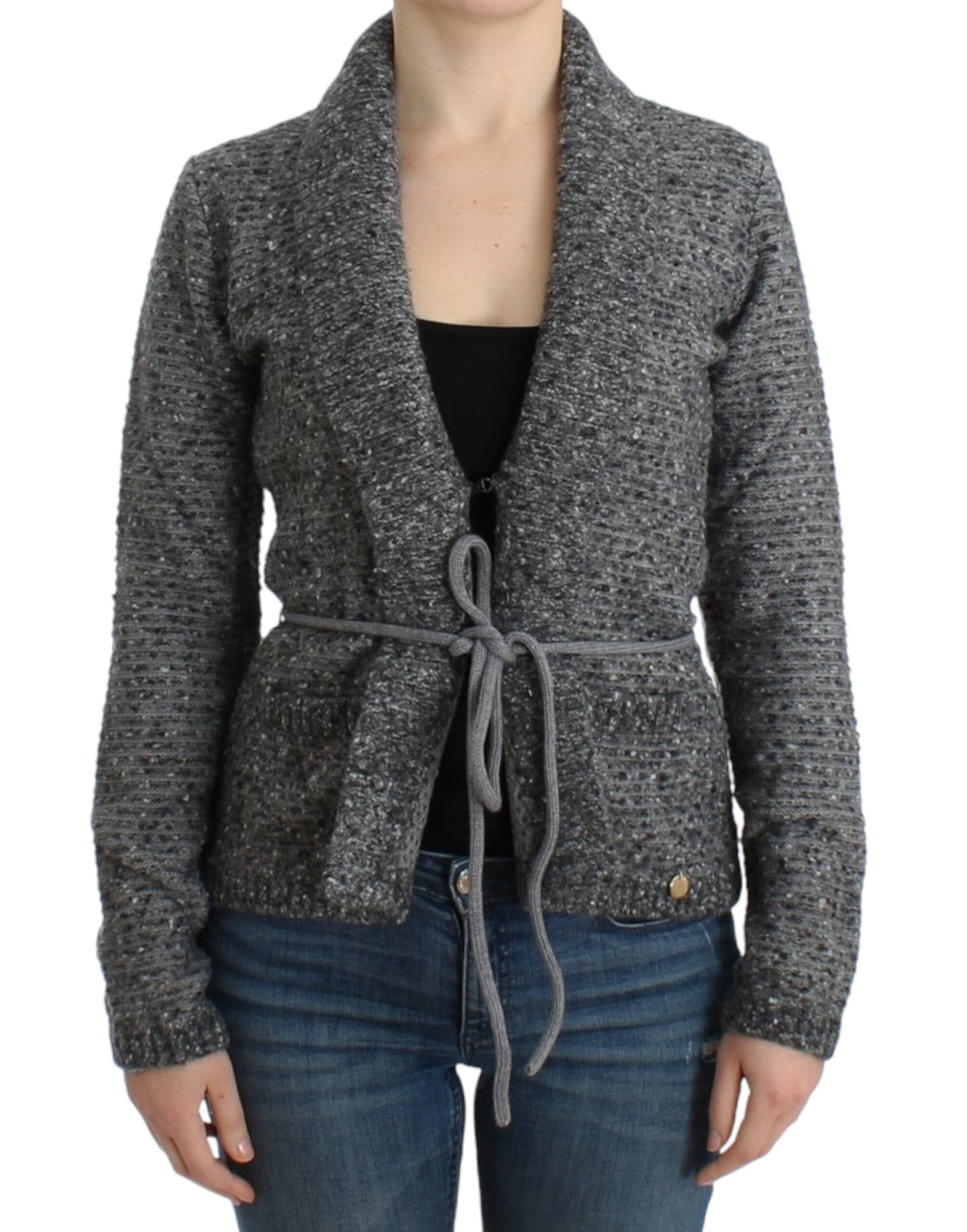 Cavalli Gray wool knitted cardigan