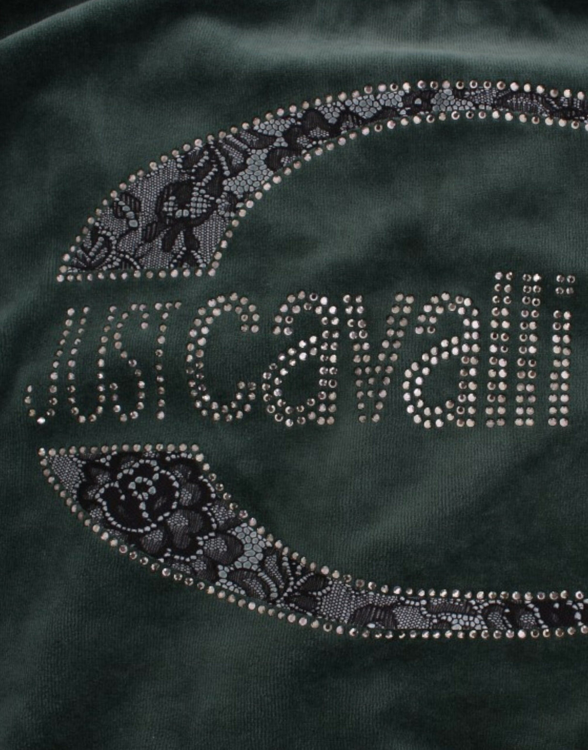Cavalli Green velvet cotton sweater
