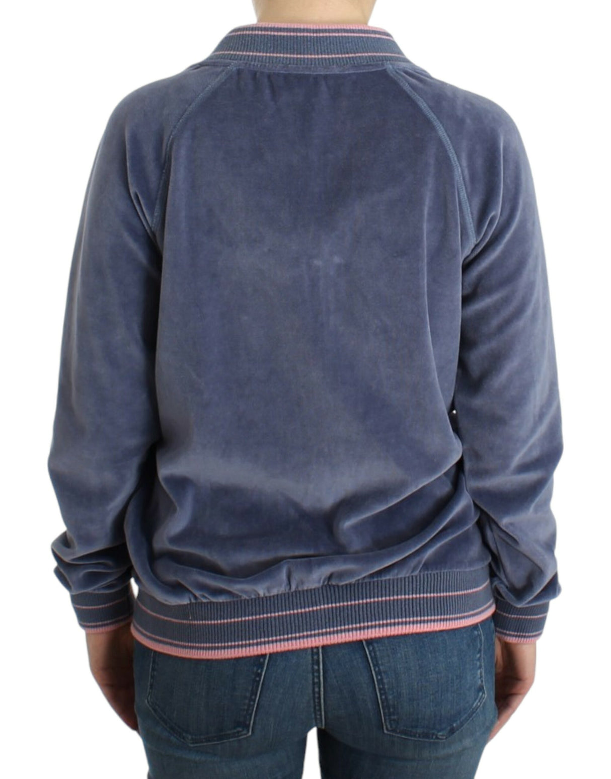 Cavalli Blue velvet zipup sweater