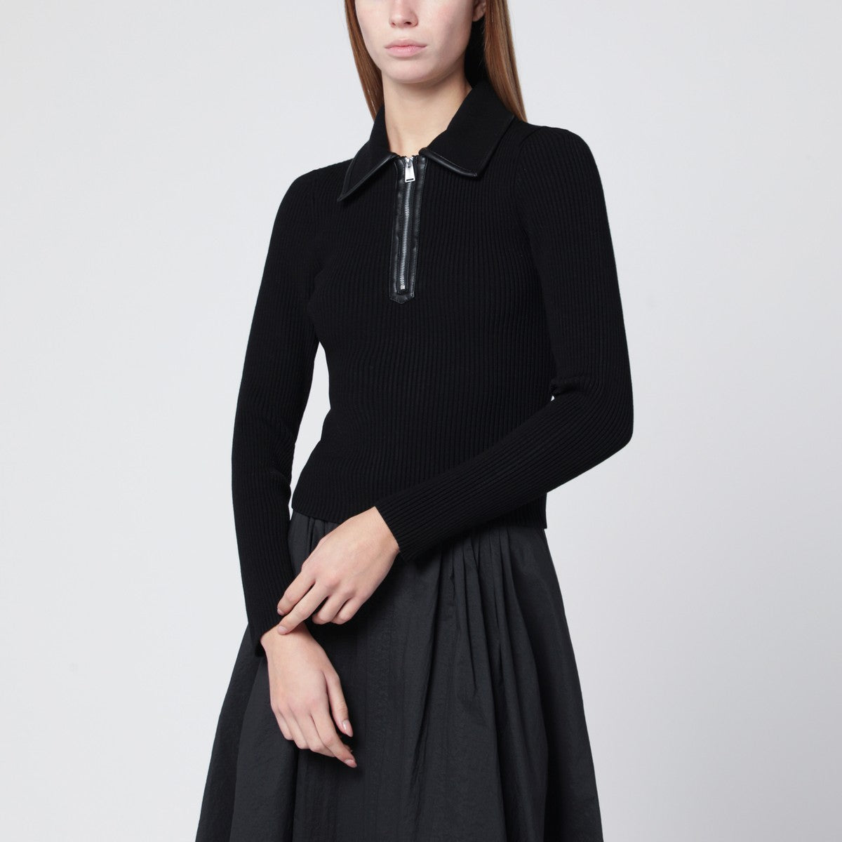 SIMKHAI Black ribbed Livana polo