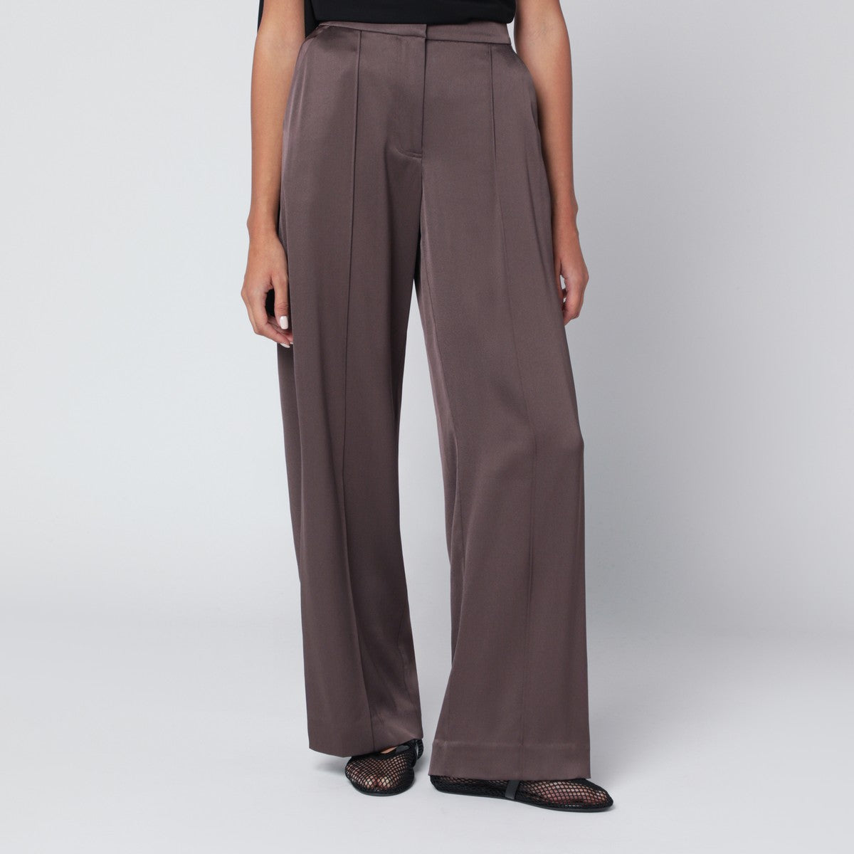 SIMKHAI Kyra trousers in chocolate satin