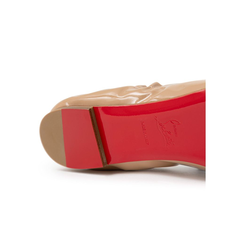 Christian Louboutin Beige Patent Leather Ballet Flats