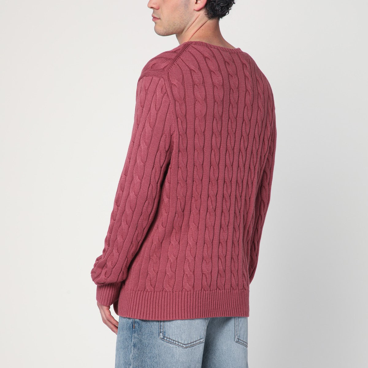 Polo Ralph Lauren Prune juice coloured cotton cable-knit jumper