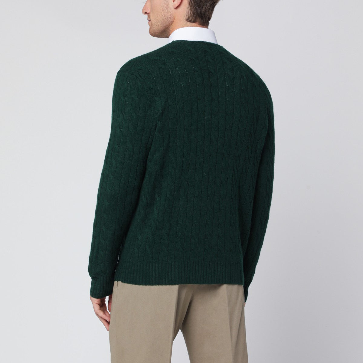 Polo Ralph Lauren Moss-coloured wool and cashmere cable-knit sweater