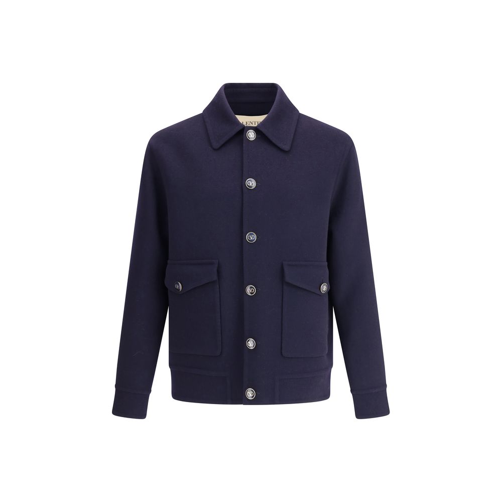 Valentino Blue Fleece Wool Coat