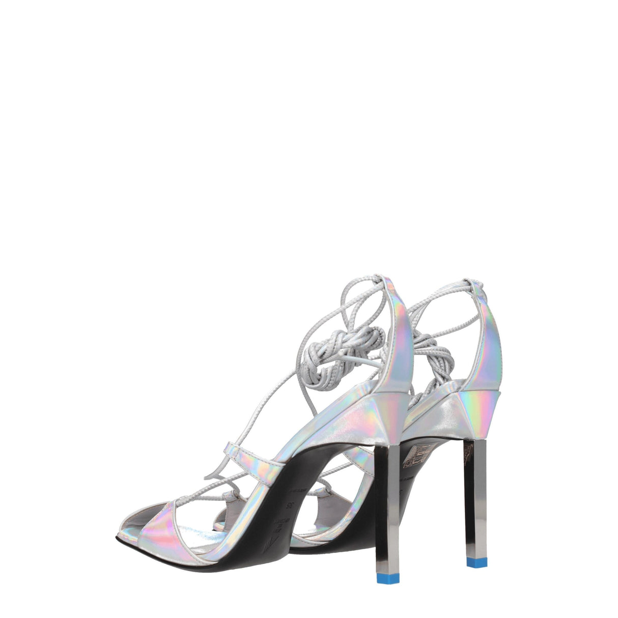 The Attico Gray Leather Stiletto Heel Sandals