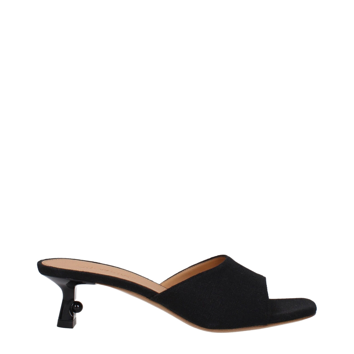 Off-White Black Linen Flat Sandals