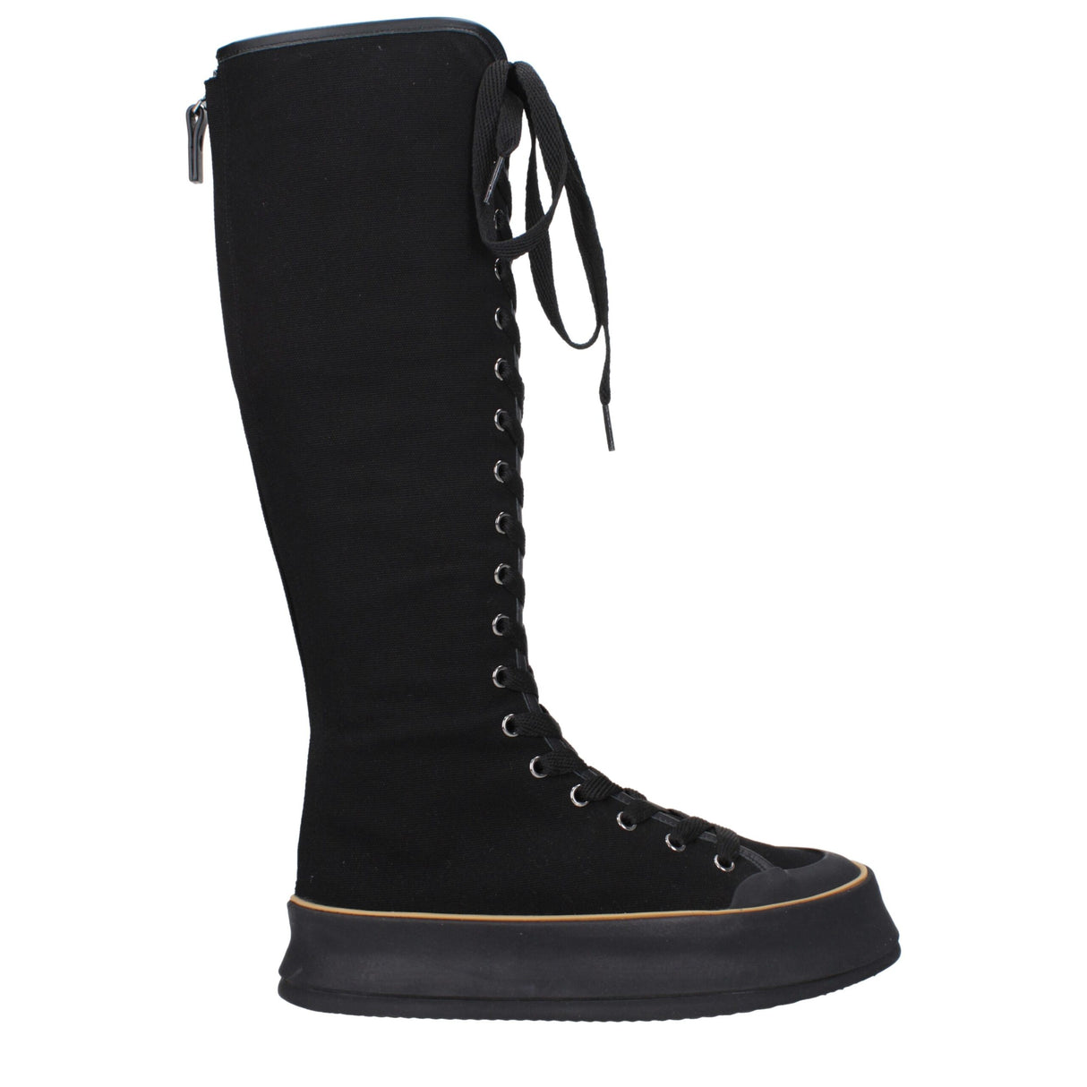 Max Mara Black Fabric Lace-Up Boots
