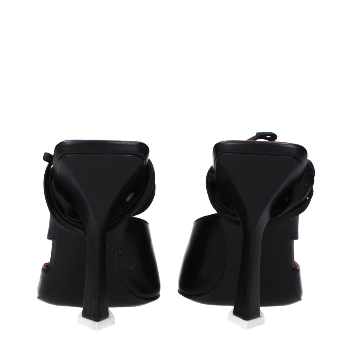 The Attico Black Leather Stiletto Heel Sandals