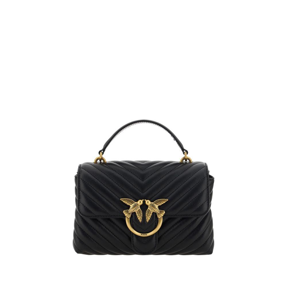 PINKO Black Calf Leather Bos Taurus Handbag
