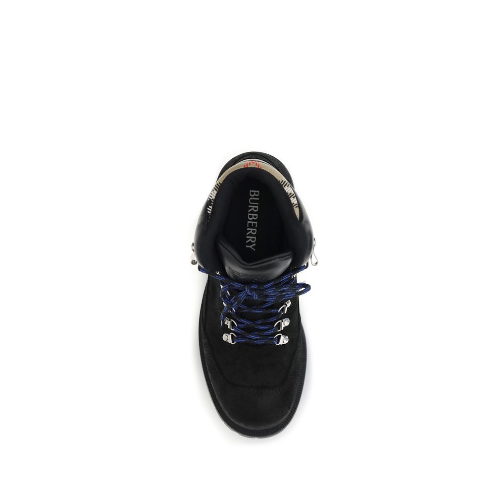 Burberry Black Calf Leather Bos Taurus Lace-Up Boots