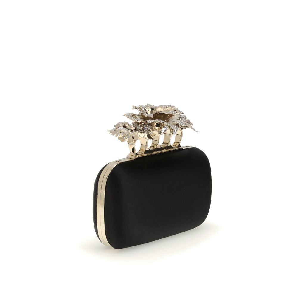 Alexander McQueen Black Silk Clutch Bag