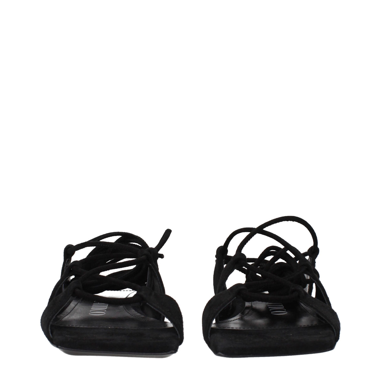 The Attico Black Leather Flat Sandals