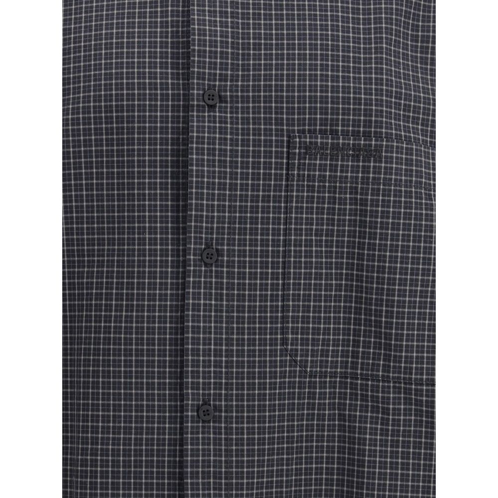 Balenciaga Black Wool Pattern Shirt