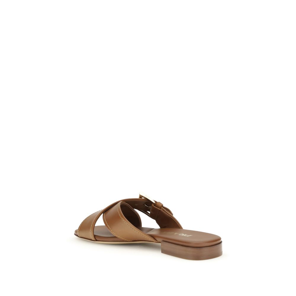 Prada Brown Calf Leather Bos Taurus Sandals