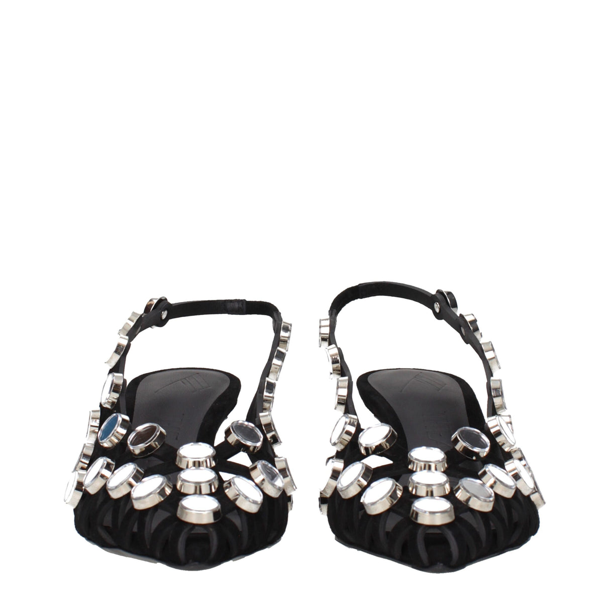 The Attico Black Leather Stiletto Heel Sandals