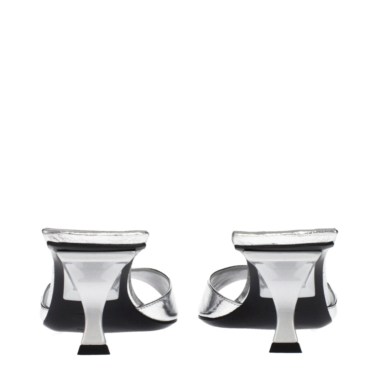 The Attico Gray Leather Flat Sandals