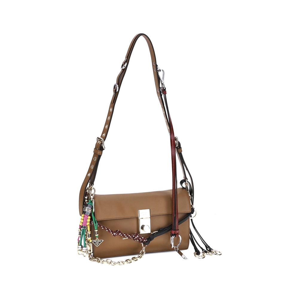 Prada Brown Calf Leather Bos Taurus Shoulder Bag