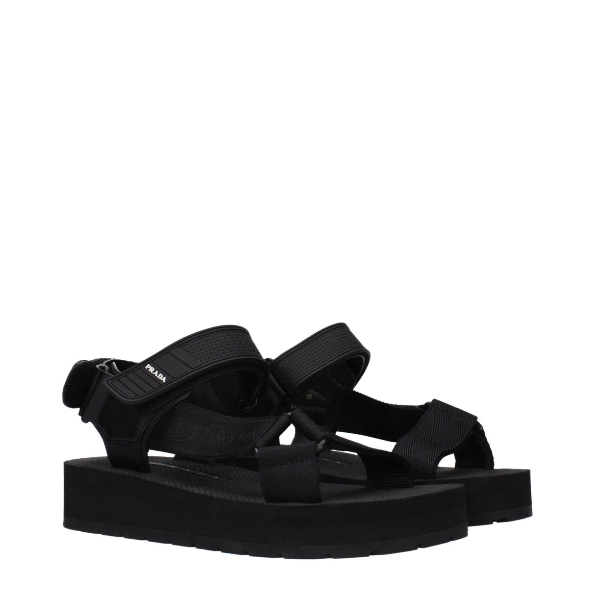 Prada Black Fabric Flat Sandals