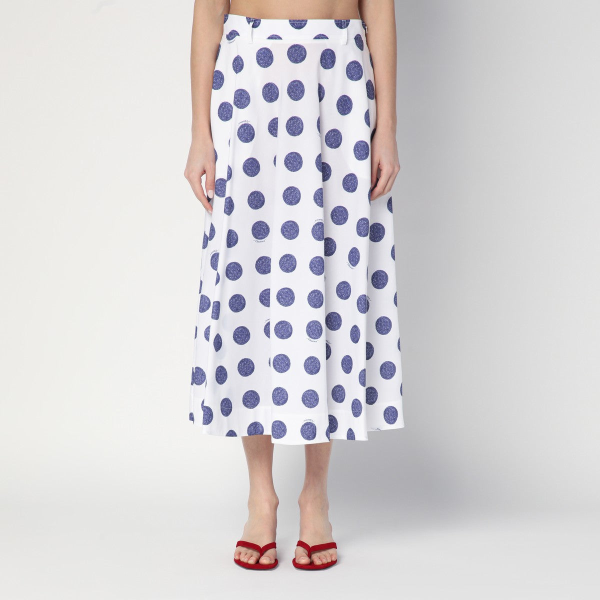 Moschino Flared white skirt with polka dots