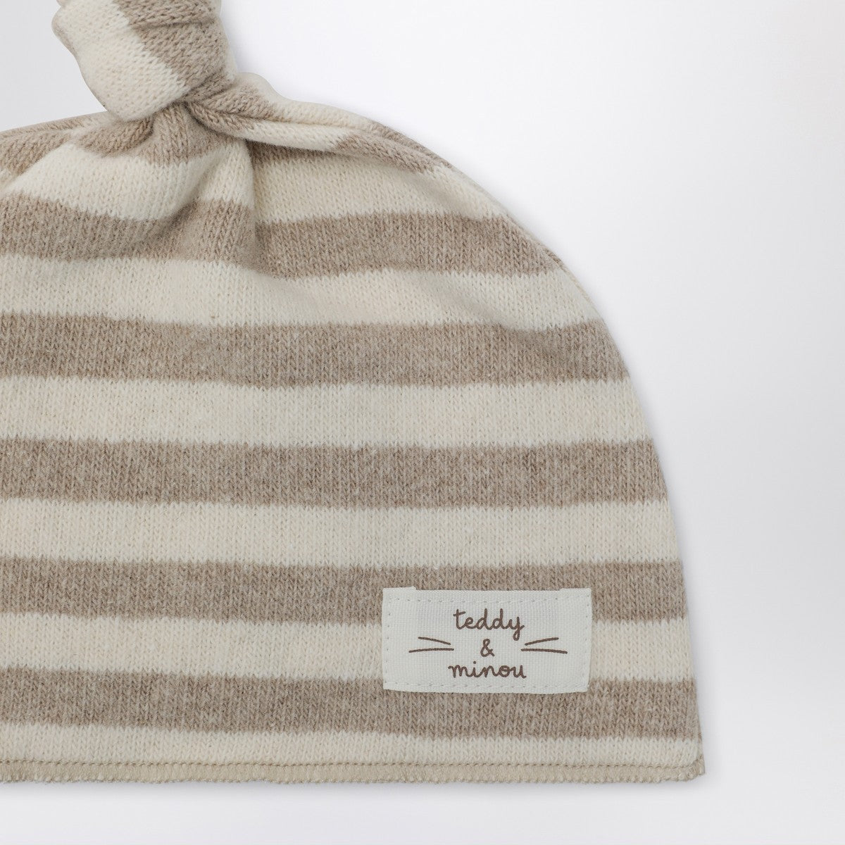 Teddy & Minou Beige striped cotton beanie