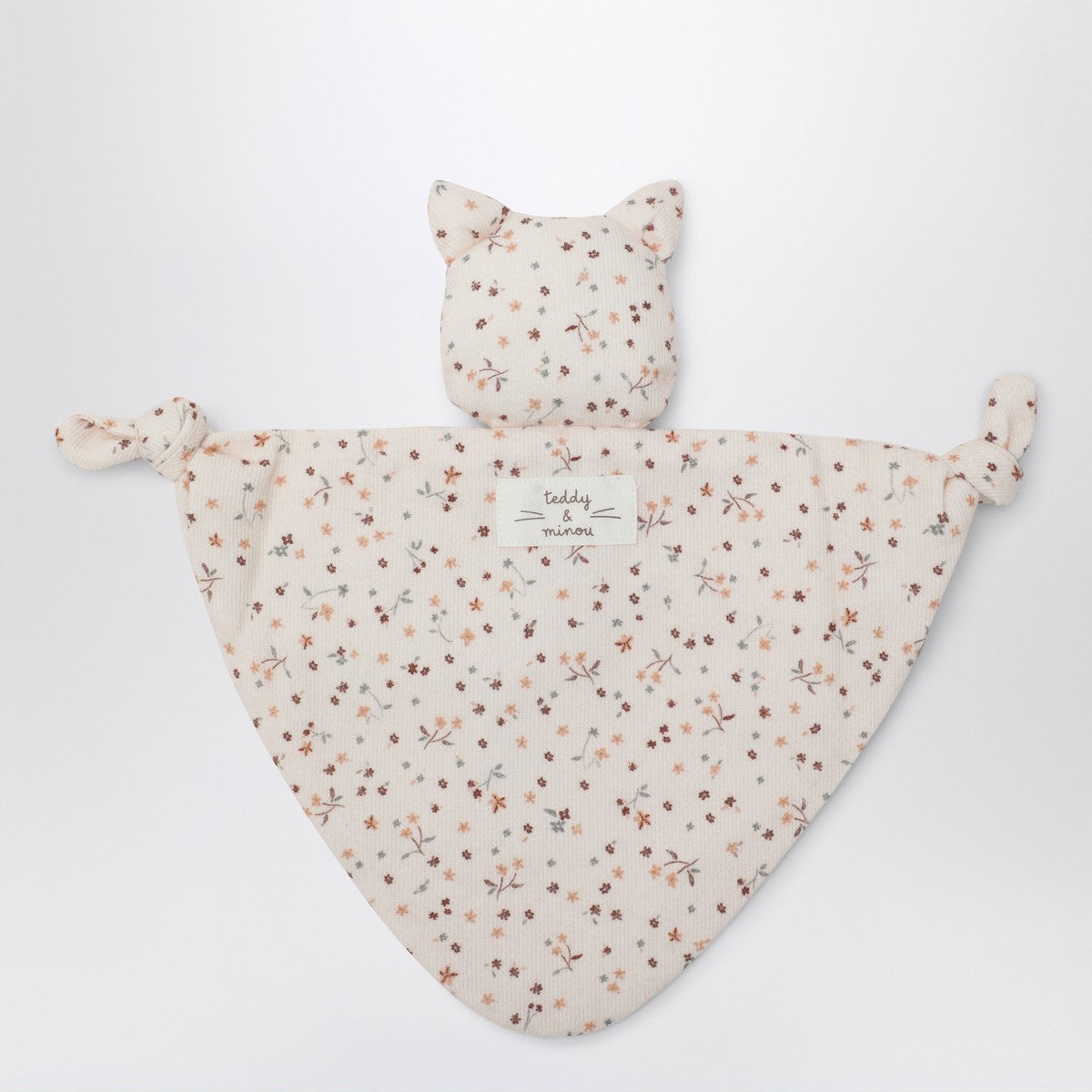 Teddy & Minou Cream floral doudou with kitten