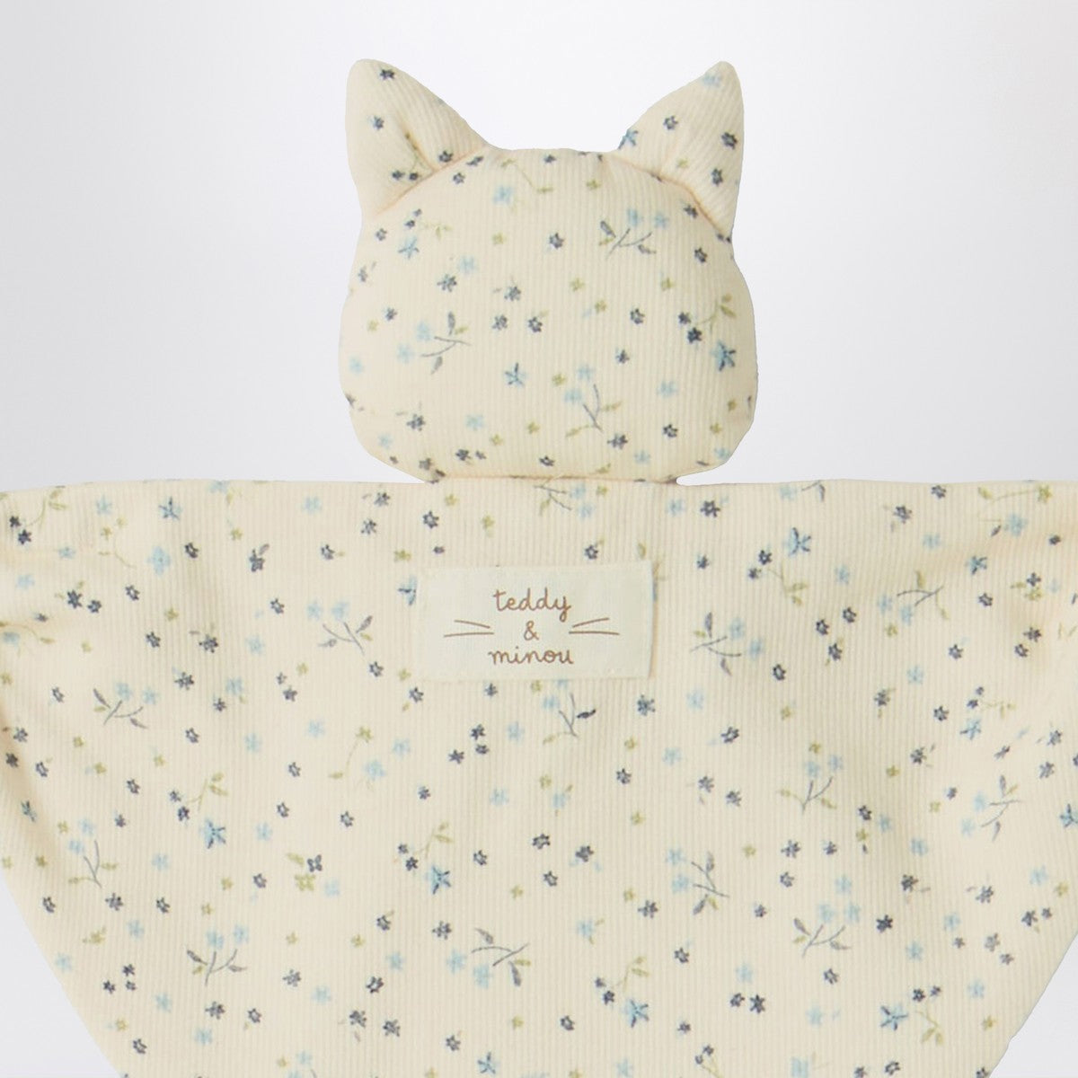 Teddy & Minou Avio blue floral doudou with kitten
