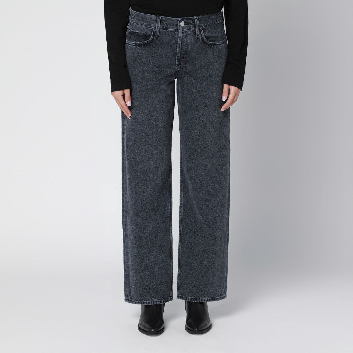 AGOLDE Black faded-effect jeans