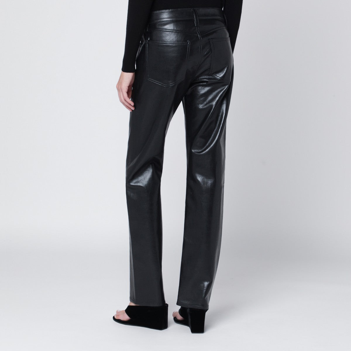 AGOLDE Black faux leather trousers