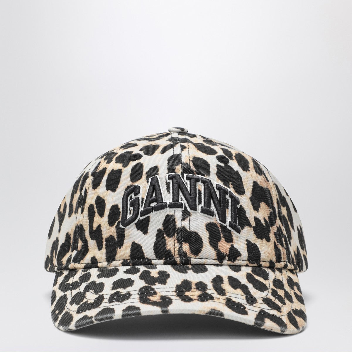 GANNI Leopard-print canvas baseball cap